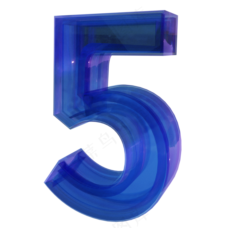 3d渐变玻璃数字5