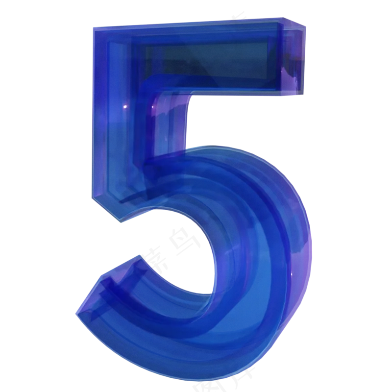 3d渐变玻璃数字5