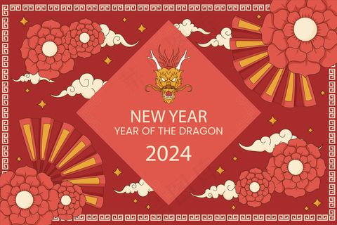 龙年新年春节元素插画 (3)