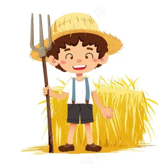 劳作的农民工具卡通插画免抠