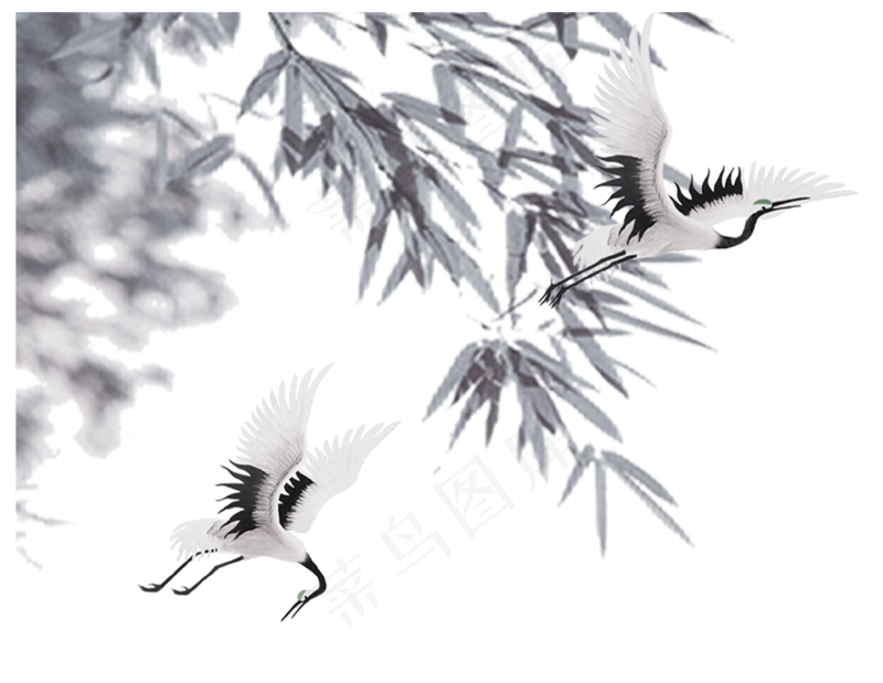 中国风水墨竹子图片古风竹叶竹林水彩手绘插画PNG免扣设计