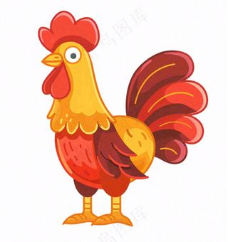 大公鸡雄赳赳彩色十二生肖卡通插画免抠