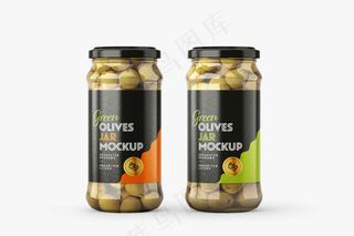 玻璃瓶橄榄果罐头包装展示样机