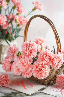 康乃馨鲜花花束摄影图
