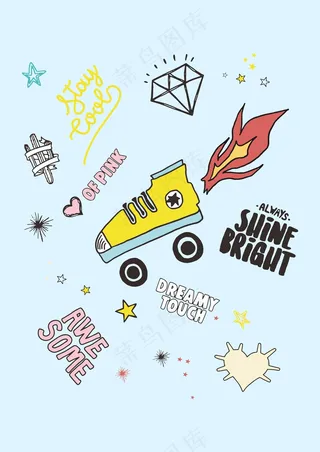 旱冰鞋轮滑 火焰爱心钻石