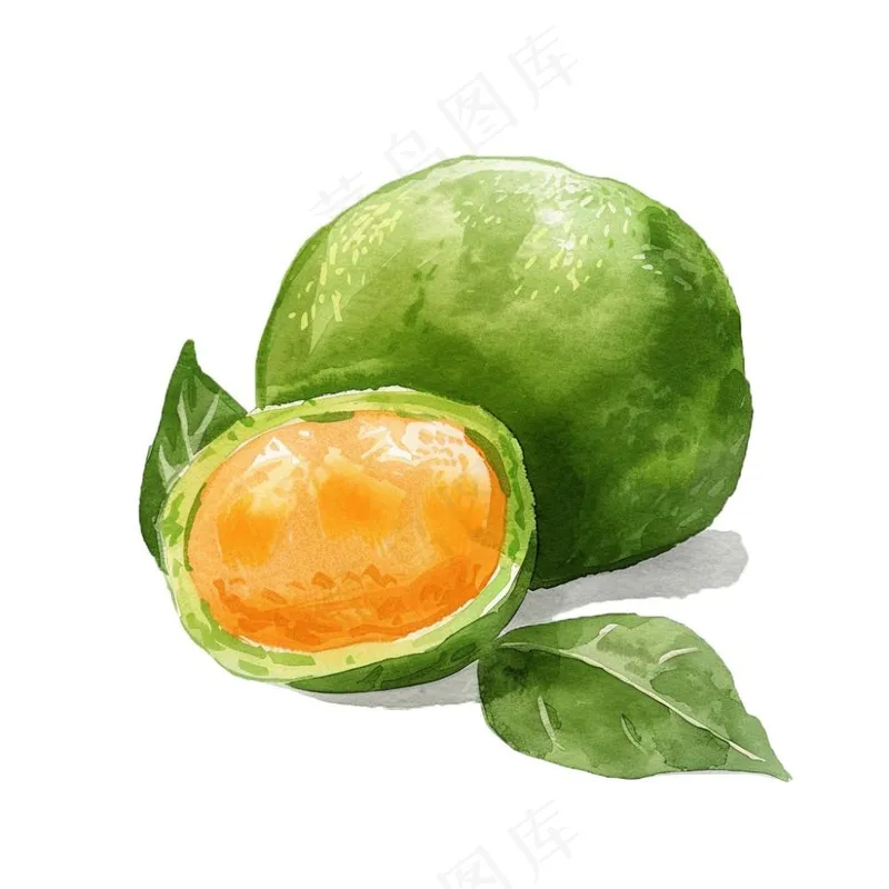 青团艾草清明元素水彩插画免抠(1024x1024)