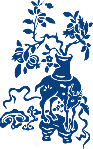 古代青花瓷图案花纹中国风图案祥云纹理传统图腾矢量PNG免扣素材