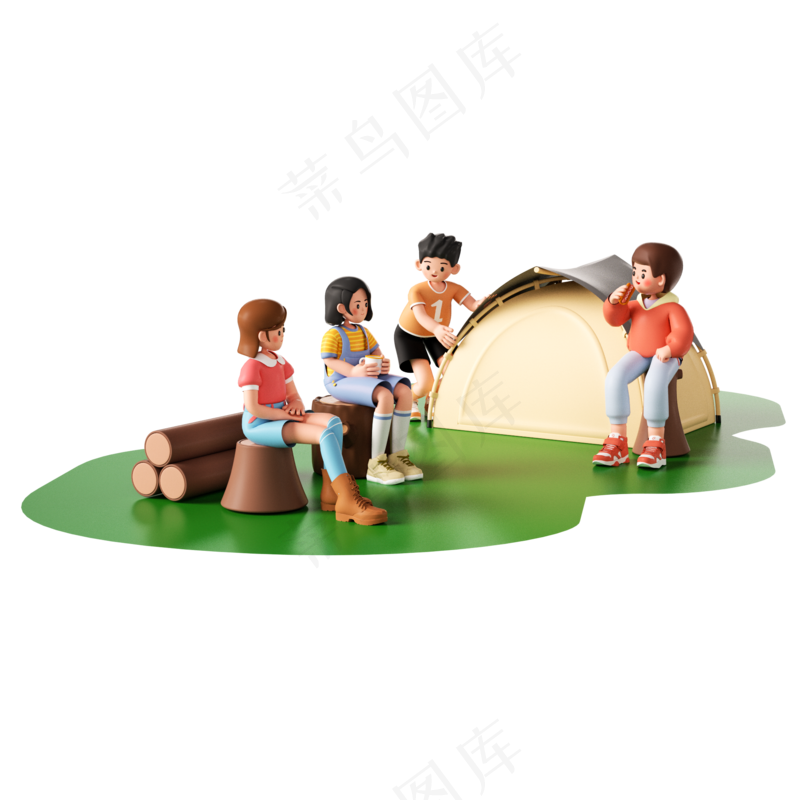 小孩嘻戏  卡通 彩色   3d 