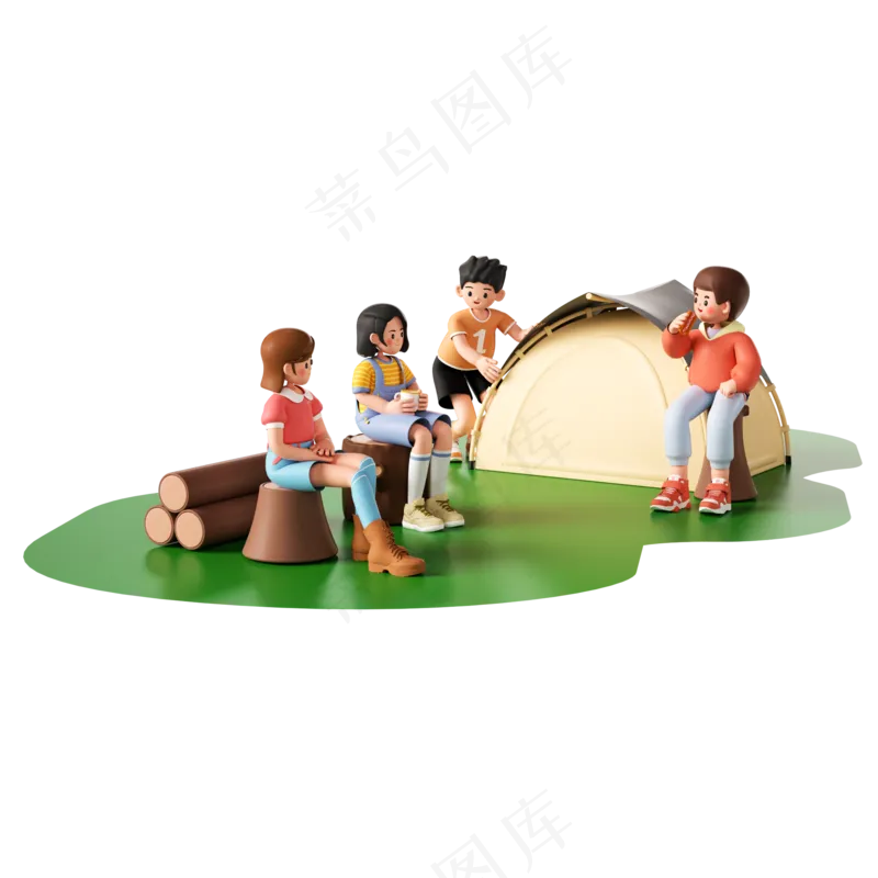 小孩嘻戏  卡通 彩色   3d 