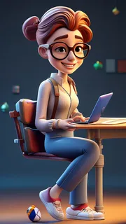 3D卡通人物教师女士3