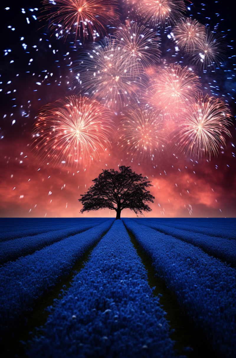 烟花五颜六色的烟花庆典新年节日暮色的天空背景摄影图