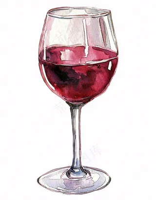 红酒杯高脚杯水彩画插画免抠