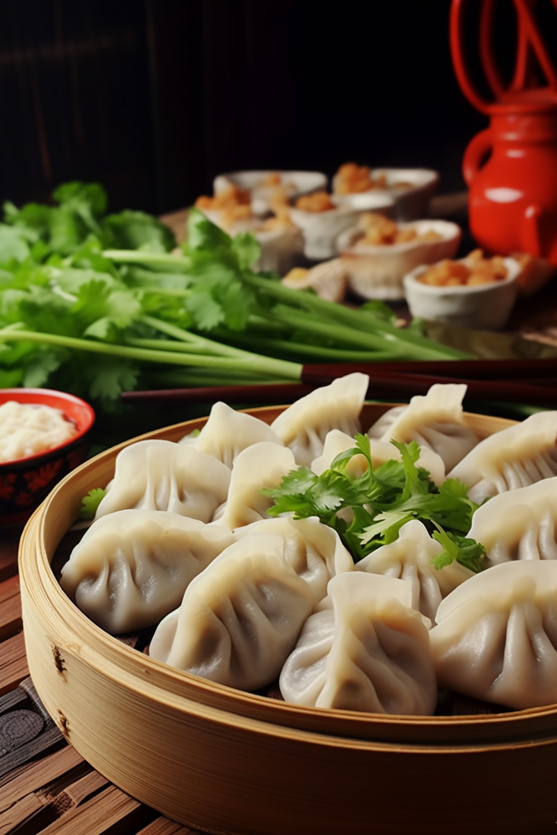 饺子蒸饺中国传统节日新年摄影图(2688x4032)