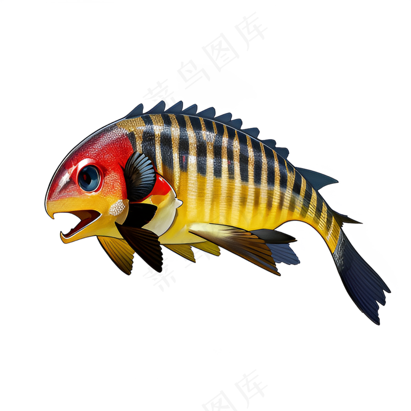 黄色卡通手绘鱼免抠素材53