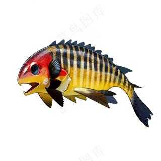 黄色卡通手绘鱼免抠素材53