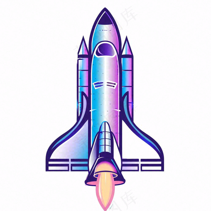 火箭太空航空卡通插画免抠(1024x1024)