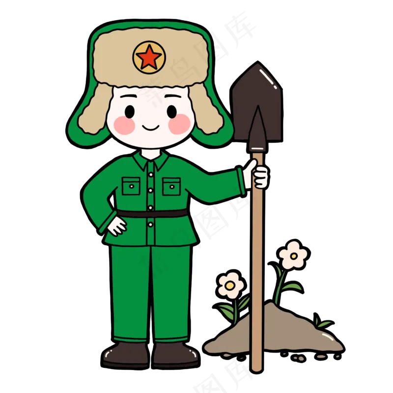 军绿色雷锋人物免扣元素 (16)