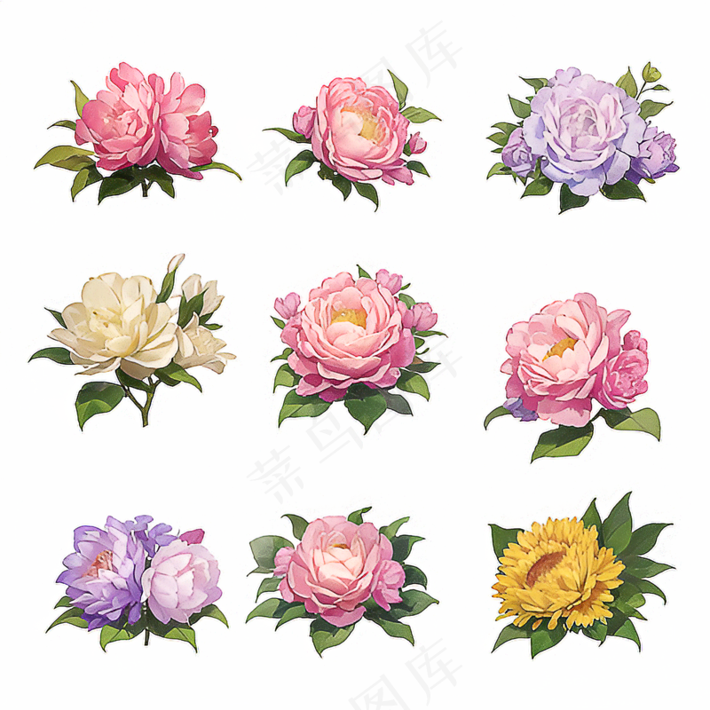 红色黄色粉色玫瑰花免抠素材151