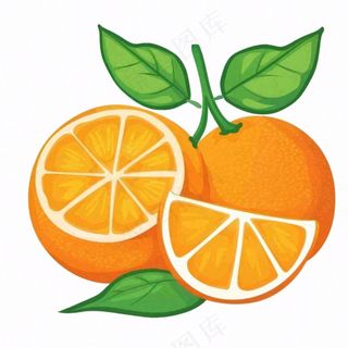 橘子橙子水果卡通插画免抠