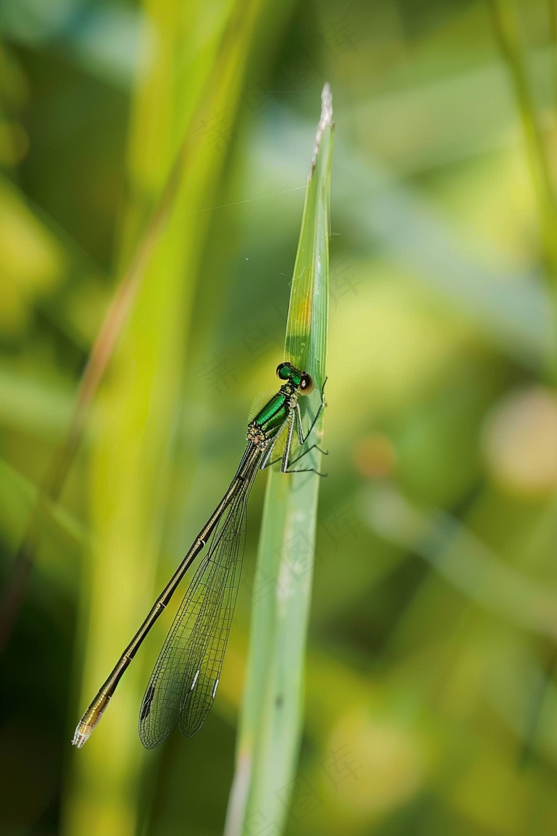 蜻蜓植物枝干昆虫摄影图
