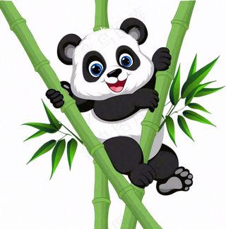 大熊猫挂在竹子上国宝动物卡通插画免抠