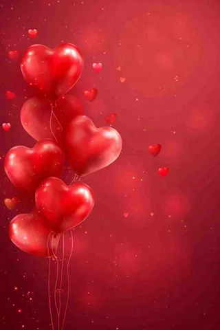 红色爱心气球红色背景浪漫七夕情人节背景