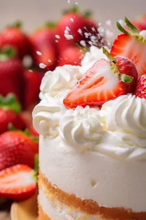 草莓奶油蛋糕水果蛋糕下午茶美食甜点摄影图