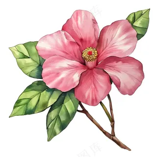 春天映山红花朵植物插画免抠