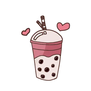 可爱手绘简约粉色珍珠奶茶动图