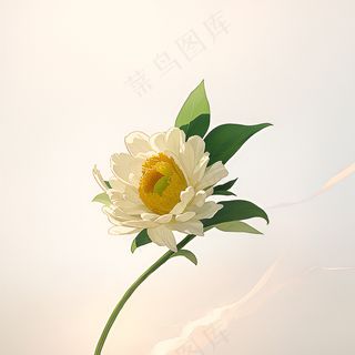 白色黄色手绘新中式风格花植物9