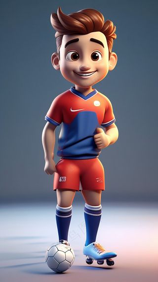 3D卡通人物足球运动员男士C4D2