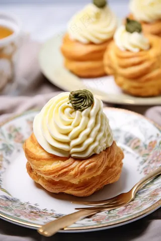 下午茶蛋糕奶油甜点摄影图