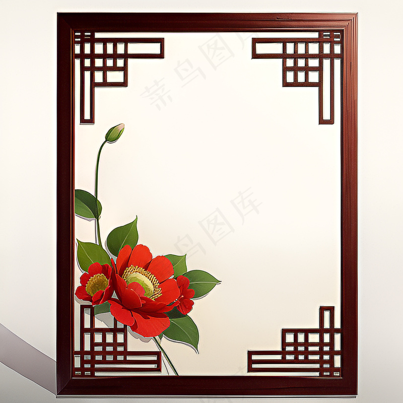 红色AI生成中国风框架素材2