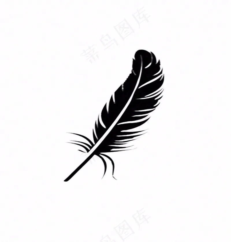 黑色羽毛笔卡通插画免抠(1024x1072)