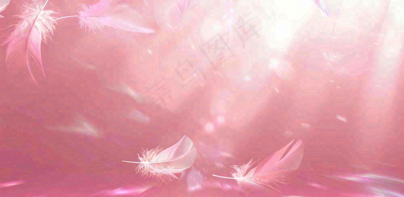粉色气泡羽毛梦幻情人节七夕插画背景(1568x768)
