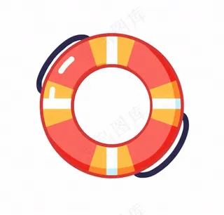 游泳圈救生圈卡通插画免抠