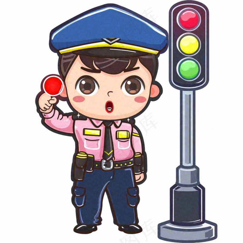 交警警察红绿灯公职劳动人物插画免抠