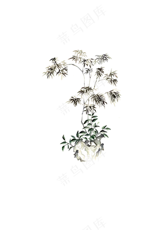 中国风水墨竹子图片古风竹叶竹林水彩手绘插画PNG免扣设计