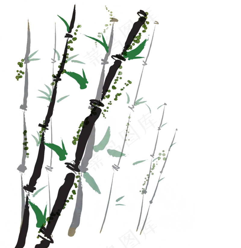 中国风水墨竹子图片古风竹叶竹林水彩手绘插画PNG免扣设计
