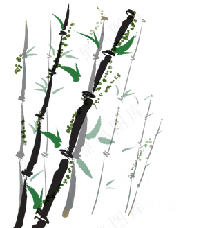 中国风水墨竹子图片古风竹叶竹林水彩手绘插画PNG免扣设计