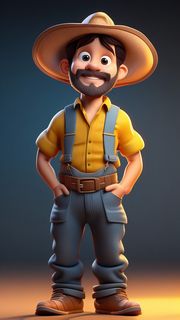 3D卡通人物农民男性2