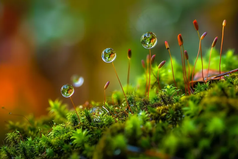 苔藓石壁上生长的苔藓春天摄影图(4032x2688)