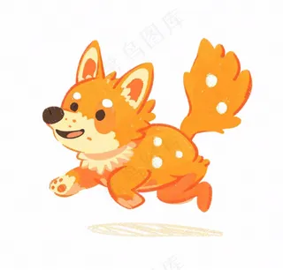 快乐小狗柯基柴犬卡通插画免抠