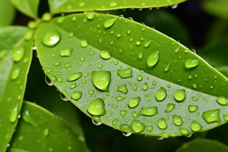 春天谷雨雨水绿叶摄影图(x)