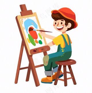 画家美术艺术画家人物卡通插画免抠