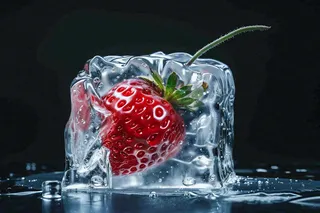 冰冻草莓冰块清凉摄影图