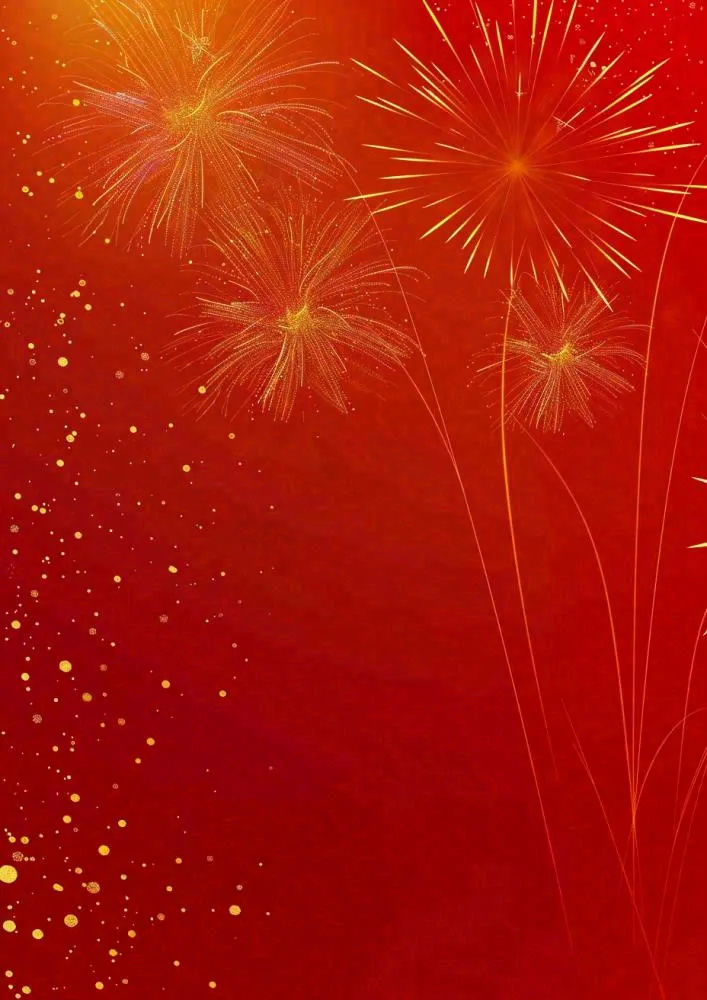 节日红色烟花背景新年春节除夕小年国庆插画背景(928x1312)