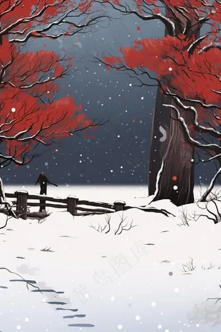 意境雪景浪漫背景