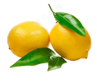 带叶子的新鲜柠檬