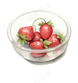 草莓碗卡通插画免抠 草莓碗卡通插画免抠